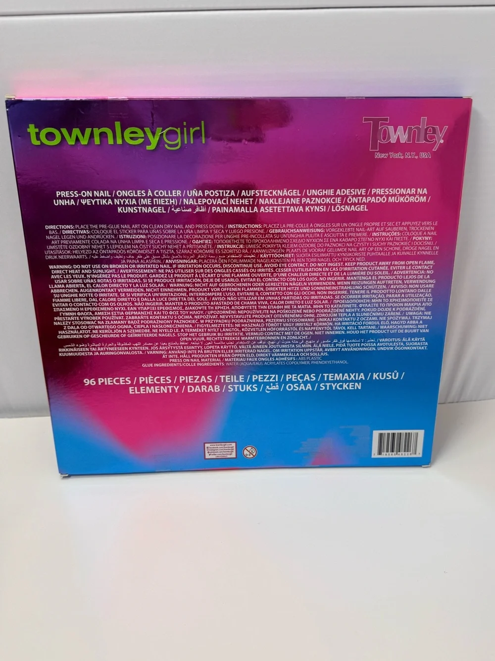 Townley Girl Press-On Nails Rounded Square Neon Glow in the Dark Retro Mix NEW